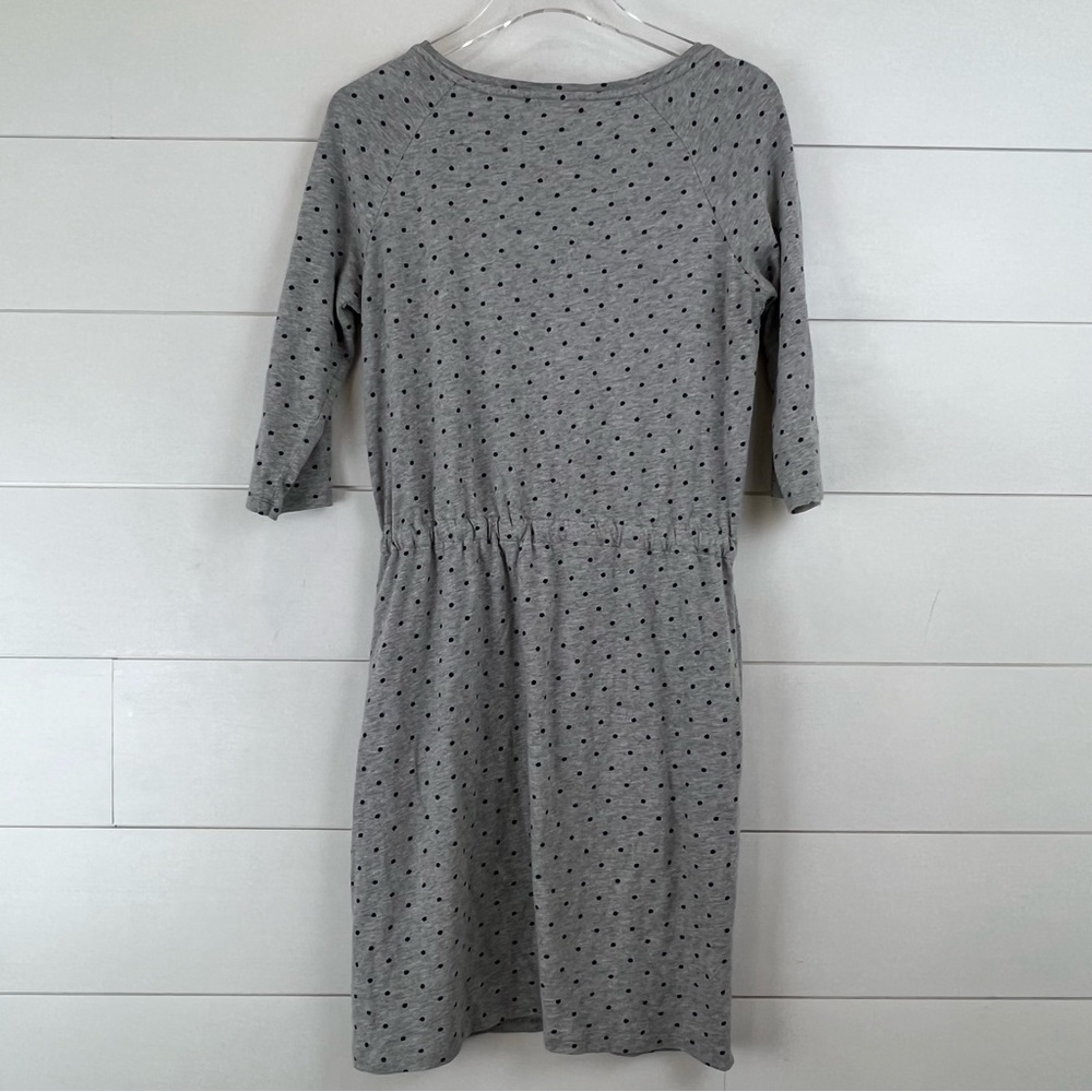 BODEN Size 6 Peggy Drawstring Knit Polka Dot Dress Gray‎ Fleece - Picture 9 of 10